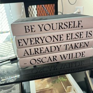 4 Vol decorative book stack - "Be Yourself..." Oscar Wilde quote.